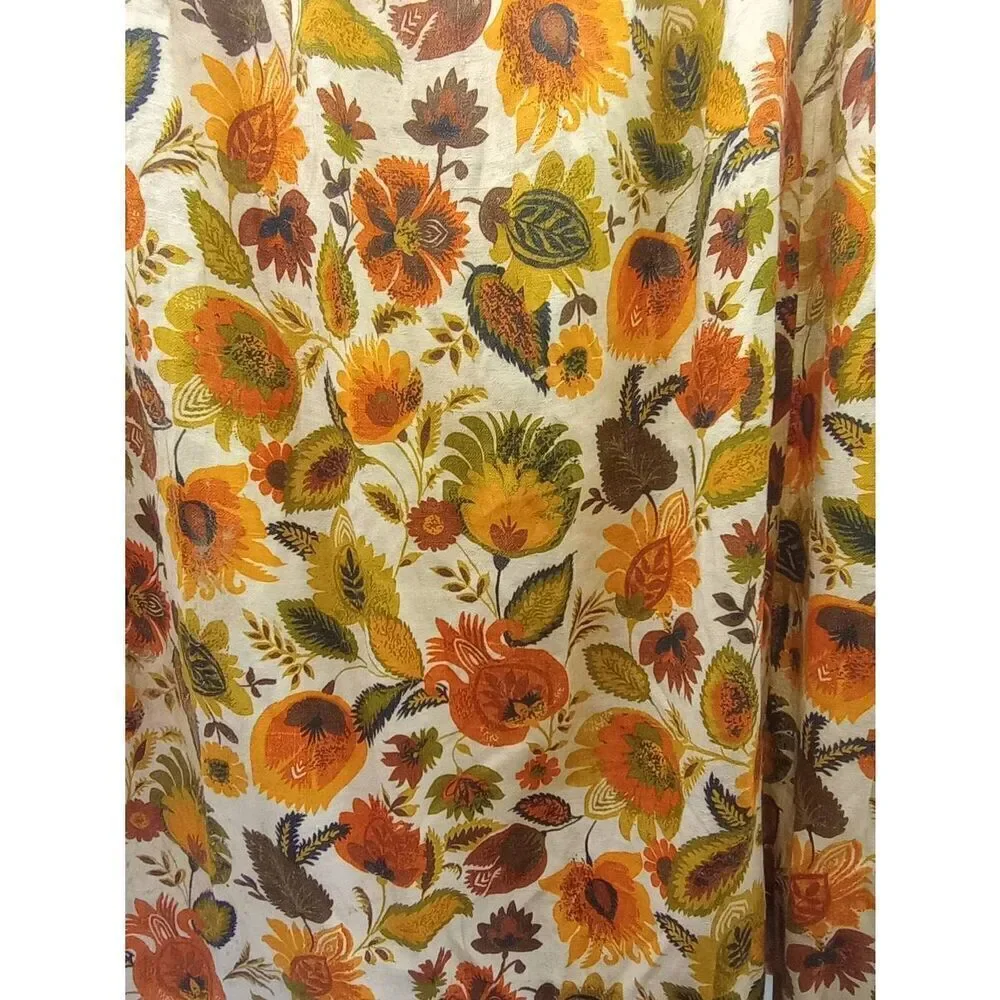 Vintage Dupont 100% linen, groovy pinch pleat curtain panel, please read